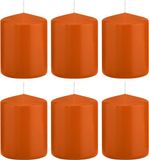 Trend Candles Cilinder Kaarsen - 6x - Stompkaarsen - Oranje - 6 x 8 cm - 29 Branduren - Geurloze Kaarsen