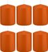 Trend Candles Cilinder Kaarsen - 6x - Stompkaarsen - Oranje - 6 x 8 cm - 29 Branduren - Geurloze Kaarsen