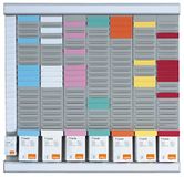 Nobo - Plannerset, weekplanner, wandmontage, met T-fiches, 7 kolommen en 24 sleuven, index 2, meerkleurige T-fiches en index inbegrepen, 2911080