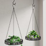 Famanu Set de 2 supports de plantes en métal avec crochet de plafond et chaîne de suspension, idéal pour l'intérieur et l'extérieur