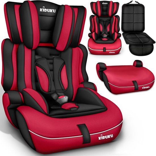 KIDUKU® Autostoel 9-36 kg (1-12 jaar) – Kinderzitje ECE R129/03, Groep 1/2/3 Autokinderstoel Kinderautostoel (Noir/Rood)