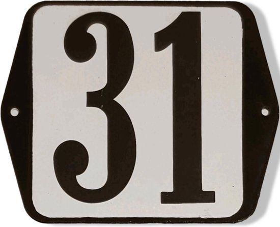 Huisnummer standaard nummer 31 - Hout - Wit - 75 cm - 1 jaar garantie