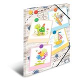 HERMA 19796 Verzamelmappen, A3, kleuterschool, zandbakliefhebbers, 3 stuks, hoekspanmappen voor kinderen van karton met interne druk en elastiek, stevige kartonnen omslagmappen, voor jongens en