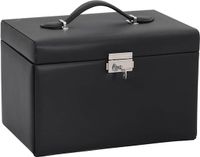 vidaXL Sieradendoosje - 3-laags - spiegel - afsluitbaar - 26x18x17,5 cm - zwart