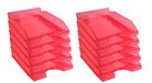 Exacompta - Set van 10 Brievenbakken ECOTRAY - 34,5x25,5x6,5 cm - A4+ - Doorzichtig Framboos