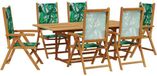 vidaXL 7-delige tuinset, bladpatroon, stof en massief hout