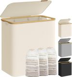 Songmics LCB515W01 Wasmand met 3 vakken, 150 liter, crèmewit