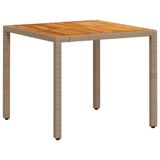vidaXL Tuintafel 90x90x75 cm polyrotan en acaciahout beige