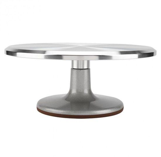 Krumble Taartplateau Draaibaar op Voet - Taartschaal - Taartstandaard - Diameter 30 cm - RVS - Geborsteld Chroom