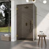 FortiFura Galeria Douchecabine - 90x90x200cm - Rookglas - Geborsteld Messing