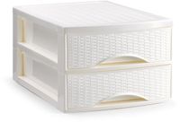 Plasticforte Ladekastje bureau organizer SORTED - 2 lades - wit - L26 x B35 x H19 cm - kunststof - organiseren