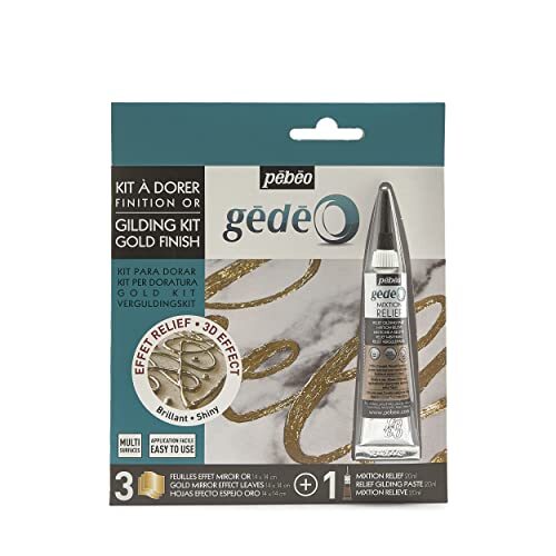 PEBEO 766596 Set met spiegeleffect - 3D-mix en 3 goudkleurige spiegelfolie, goud, 3 foils