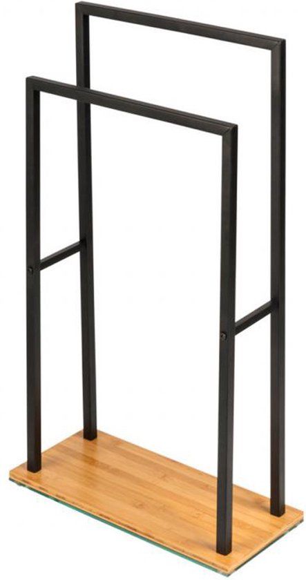 Wenko Staande Handdoekhouder Bambusa Zwart - Industrieel - Zwart - Handdoekrek
