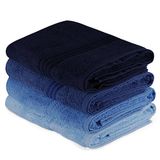 Badhanddoekenset, 4-delig, donkerblauw, lichtblauw