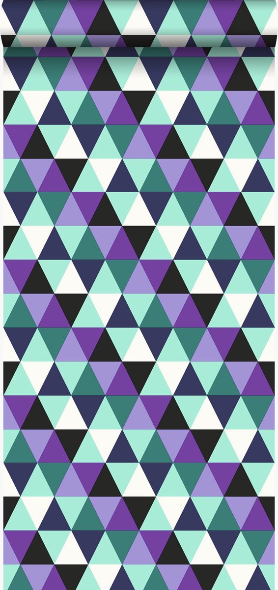 Origin Wallcoverings behang grafische driehoeken paars en licht azuurblauw - 347204 - 53 cm x 10,05 m