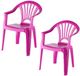 Sans marque 2x Chaise de jardin enfant rose plastique 51 cm empilable