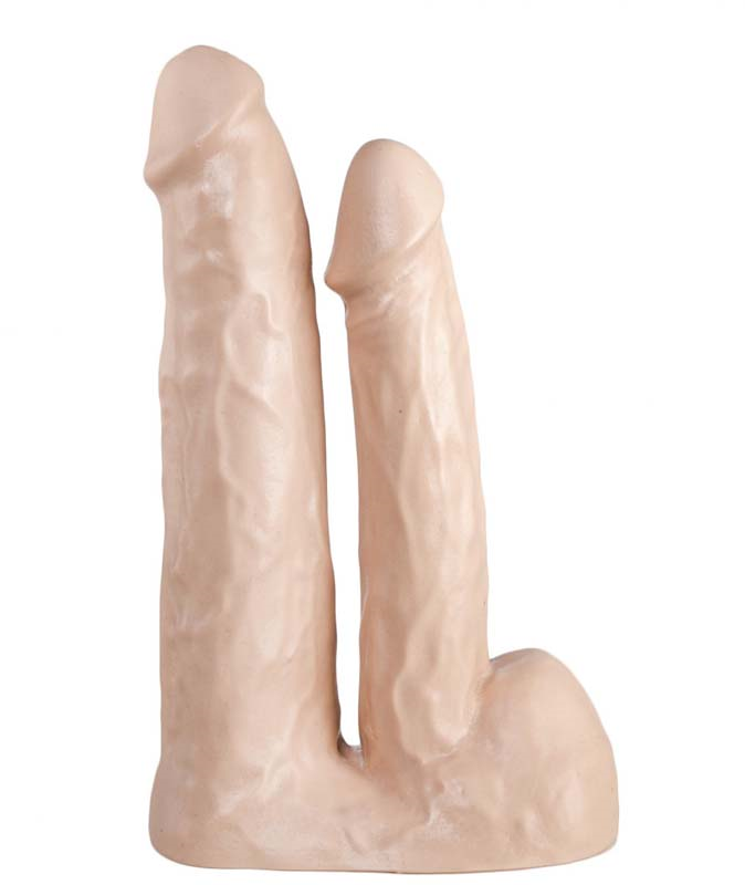 515 line Dubbele dildo met zuigvoet huidskleur - zwart