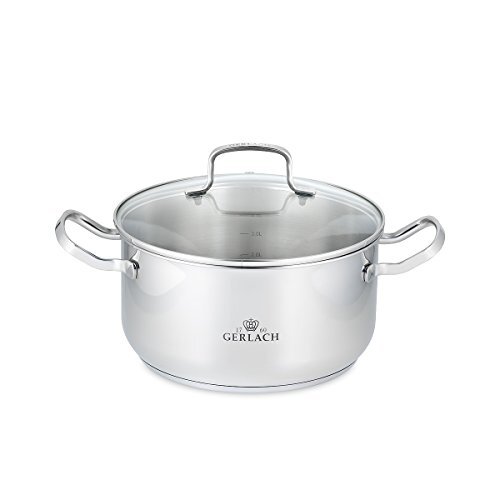 Gerlach Pot met deksel Simple 24 cm, 4,5 l, roestvrij staal, zilver, 24 cm, 2 stuks