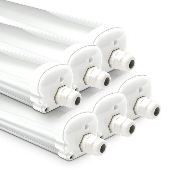 HOFTRONIC S Series - 6-pack LED TL armatuur 150cm - IP65 waterdicht - 4000K Neutraal wit licht - 24W 3840 Lumen - Koppelbaar - Tri-Proof plafondverlichting