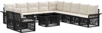 vidaXL Tuinbank Set 12 st Zwart en Crème Wit Polyrattan