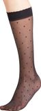 FALKE Dot gedessineerd materiaal transparant 15 DEN kniekousen dames zwart - maat 39-42