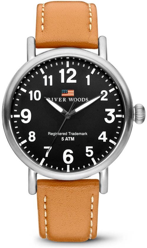 River Woods RW420002 Sacramento horloge Heren - Bruin - Leer 42 mm