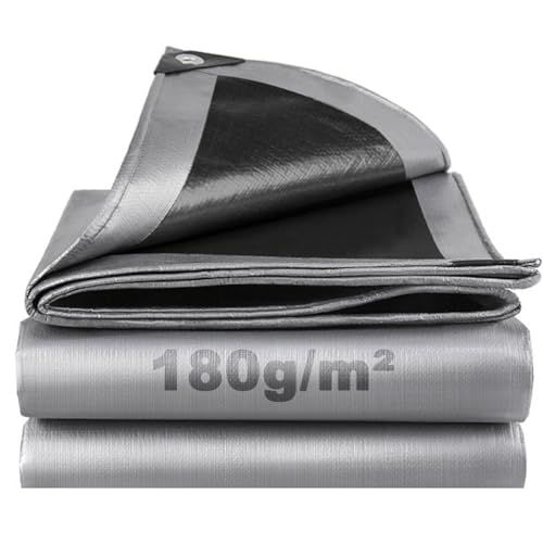 Waterdicht zeil voor buiten, 3 x 6 m, 180 g/m², beschermzeil, versterkt PE met oogjes, duurzaam, uv-bestendig, scheurvast, veelzijdig inzetbaar voor terrassen, meubels, tuin, zwembad, auto