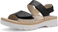 ara Capri Sandalen Dames Zwart Leer Platte Sandalen Maat 40