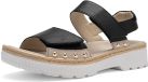 ara Capri Sandalen Dames Zwart Leer Platte Sandalen Maat 40