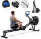 MERACH Roeitrainer met luchtweerstand - Inklapbare Air Rower met 10 Niveaus - Verstelbaar LCD-display met achtergrondverlichting - Bluetooth & App (Kinomap) - Max 158 kg Belastbaar - Verlengde Rail