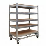 Merkloos / Sans marque Relaxdays etagewagen, 5 niveaus, wielen & remmen, tot 750 kg, HBD: 110x90x45 cm, mobiele werkplaatswagen, staal, zilver