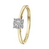 Lucardi Bague pour femme avec 10 diamants 0,08ct - Bague - Cadeau - 14 Carats Or - Or jaune