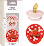 BIBS Colour Polka Dots Fopspeen - 0-6 mnd - 2-pack - Blossom/Candy Apple