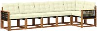 vidaXL - Hoek loungeset - 6 zitplekken - Natuurlijk en crème - Acacia hout