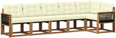 vidaXL - Salon d'angle - 6 places assises - Naturel et crème - Acacia bois