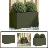 vidaXL Plantenbak 62x40x39 cm staal olijfgroen