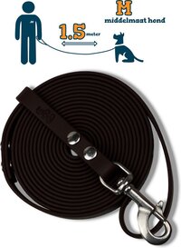 Miqdi BioThane Hondenriem - Bruin - 1.5m - 13mm - M