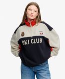 Superdry Preppy Ski Half Zip Relaxed Fit Crème Pull Femme Taille : 36