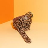 Pinned by K BELT LEATHER LONG BASIC LEOPARD BROWN