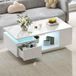 Pangivo Table basse de salon avec tiroir et éclairage LED blanc brillant 100 x 50 x 36 cm