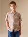Next - Jongens - Overhemd met reverskraag en korte mouwen - Taupe Brown Palm Embroidery