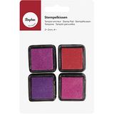 Rayher 29011000 Mini stempelkussen set - Girls, 3x3cm, roze/rood tinten
