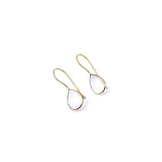 Petit Comité Goudkleurige Oorhangers met Maansteen Druppel (14K Gold Plated) - Zilver 925 - Edelstenen Collectie