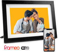 Pora&co Digitale fotolijst met WiFi en Frameo App – Fotokader - 10 inch - Pora – HD+ -IPS Display – Zwart/Hout - Micro SD - Touchscreen