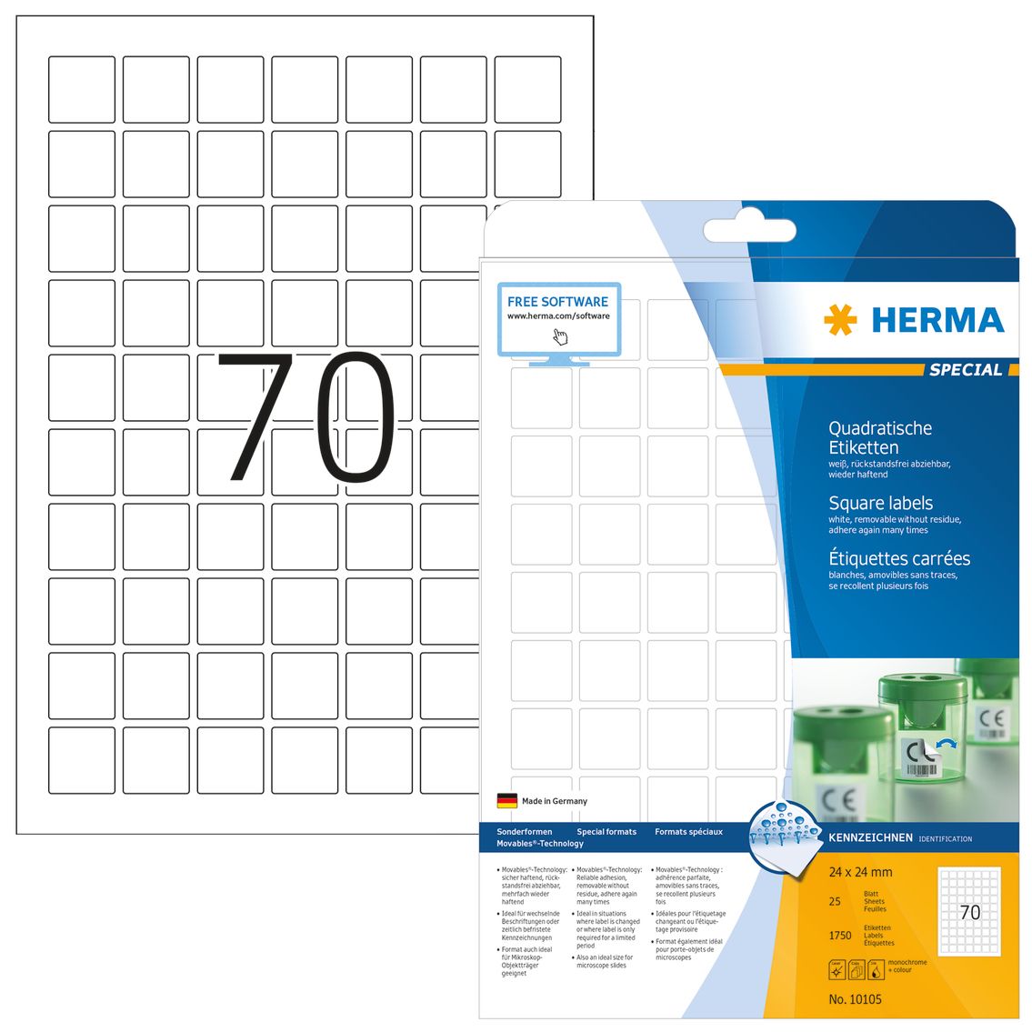 HERMA 10105 - Printeretiketten - wit - papier