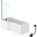 Ideal Standard Pack Baignoire Bain Douche 170 X 80 Cm Gauche Connect Air + Tablier + Pare Bain Fixe + Vidage Noir Mat
