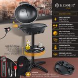 KESSER® Elektrische Barbecue 2in1 Tafelbarbecue 2400W | Staande Grill BBQ met Barbecuehoes, Barbecuetang, Deksel, Thermometer en Grillplaat | Tafelgrill Antiaanbaklaag geïntegreerde aflegplank, Zwart