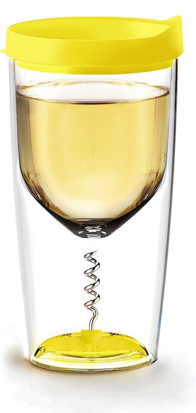 Asobu Vino Opener Cup - 350 ml - Geel - Rodewijnglas - Kunststof