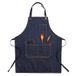 Chef Denim schort, Work Smock Jean-schort, kookschort voor mannen en vrouwen, met verstelbare bandjes en grote zakken voor salon, kapper, kapper, barbecue, grill, blauw, medium