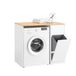 SoBuy Wasmachinekast - badkamermeubel met wasmand en lade, voor wasmachine en wasdroger, kast voor wasmachine van hout, wit, 100 x 60 x 90 cm, BZR217-WN